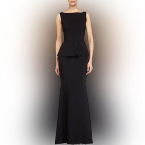 🖤 Chiara Boni La Petite Robe Mills Black Peplum Gown Sleeveless Formal Dress 🖤